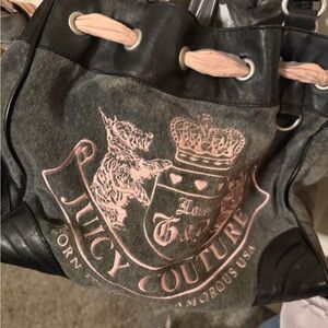Rare Juicy Couture Gray and Pink Crest Tote